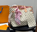 Premium Cream Monogram Shoulder Tote