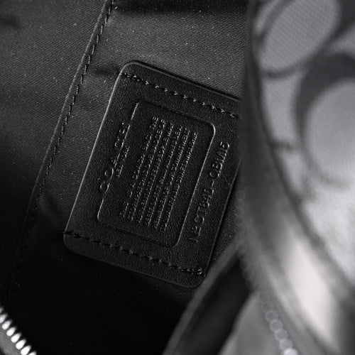 Coach Signature Duffel Bag – Black Monogram Canvas with Leather Trim