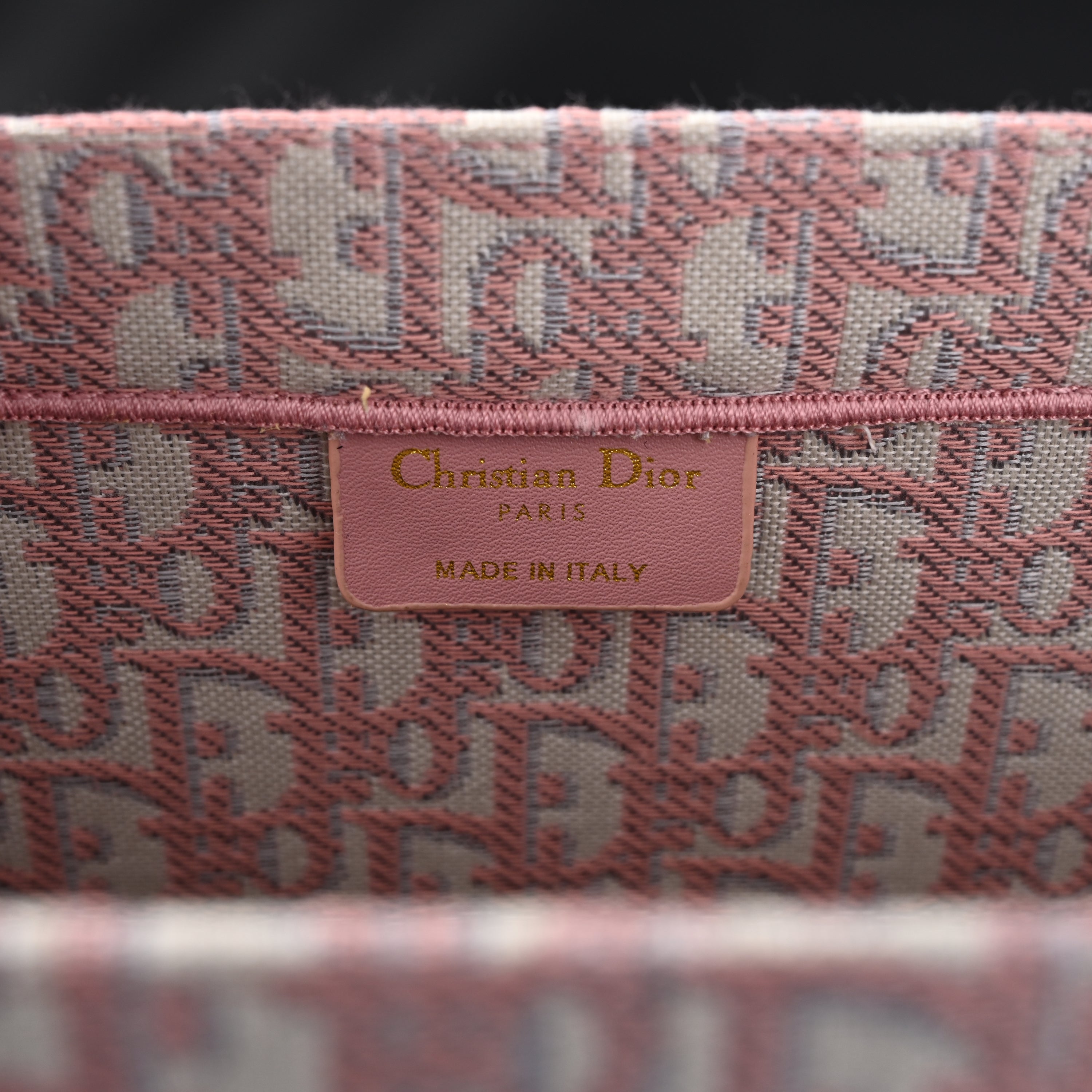 Dior Book Tote Oblique Embroidered Canvas Bag – Large Pink